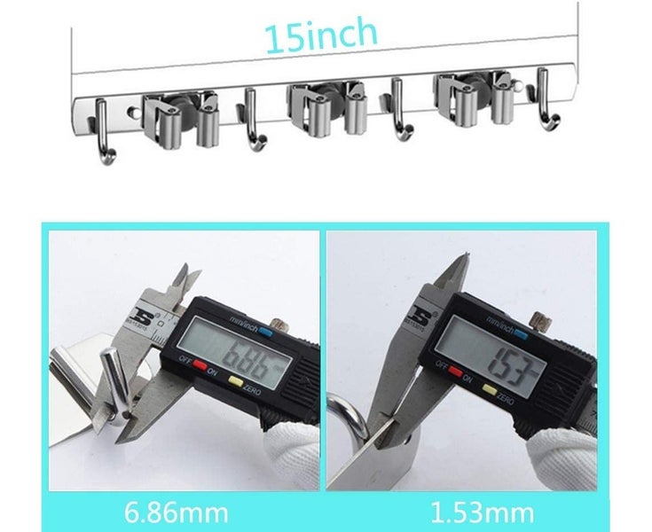 Wall-Mounted Broom Holder - Stainless Steel Broom Holder, Storage Hanger Hold Carousel 5