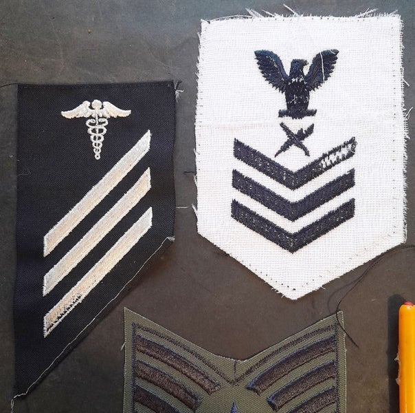 ELABORATE STRIPES PATCHES ETC PERHAPS MILITARY ? Carousel 2