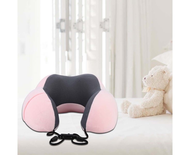 U Shaped Soft Slow Rebound Memory Cotton Neck Pillows Healthcare Pillow (Pink Carousel 2