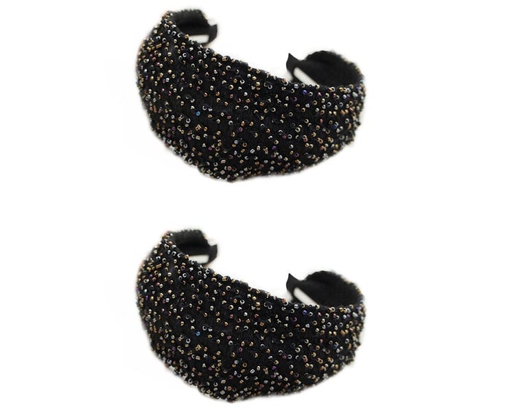 Wide Hard Headbands, Fashion Vintage Handmade Hair Band Woven Retro Fabric Kn Carousel 1