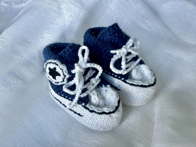 Brand New Handmade Baby Converse Booties – Navy (RRP $79–$99)628638585140491110