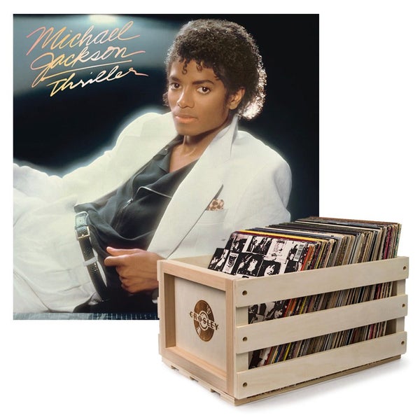 Crosley Record Storage Crate Michael Jackson Thriller Vinyl Album Bundle Carousel 1