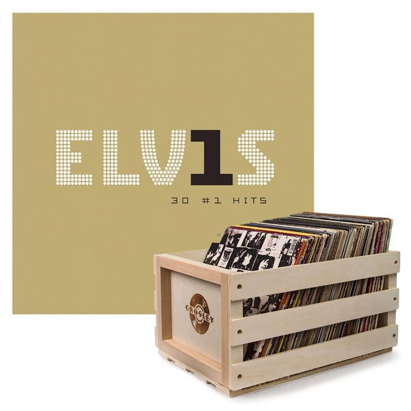 Crosley Record Storage Crate Elvis Presley Elvis 30 #1 Hits Vinyl Album Bundle Carousel 1