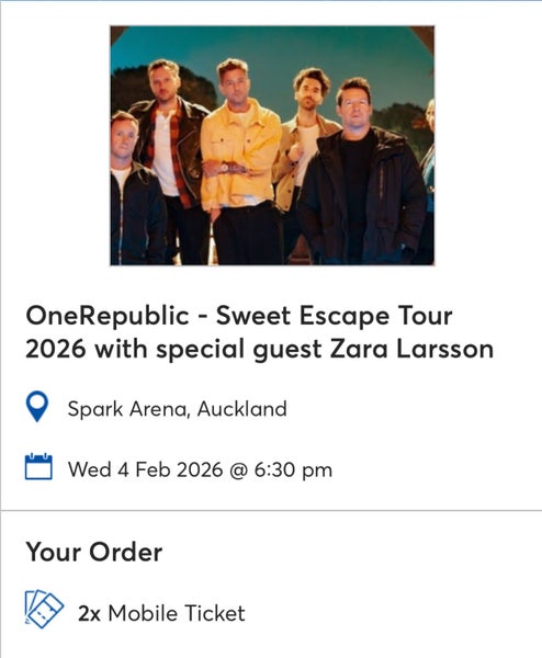 One Republic tickets x 2 Carousel 1