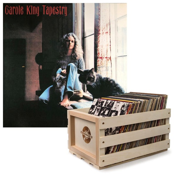 Crosley Record Storage Crate & Carole King Tapestry Vinyl Album Bundle Carousel 1