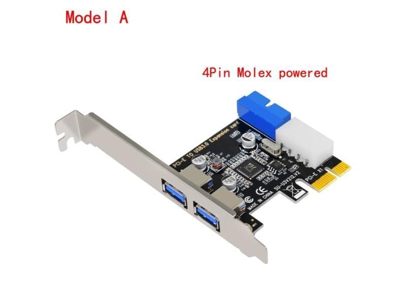 New USB 3.0 PCI-E Expansion Card Adapter With 2 Port Hub 19pin Header 4pin IDE Carousel 1