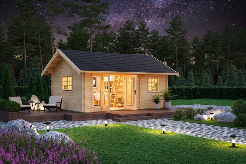 PRE ORDER SPECIAL Warm Double Glazed KITSET CABIN 5.75mx3.9m (22m2+8m2 loft) Carousel 1