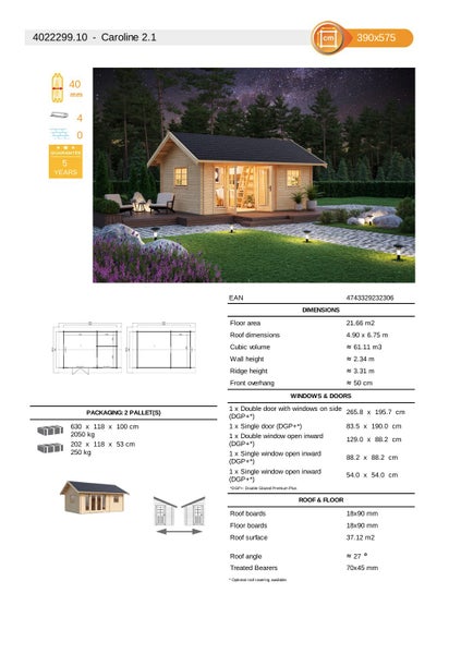 PRE ORDER SPECIAL Warm Double Glazed KITSET CABIN 5.75mx3.9m (22m2+8m2 loft)62982323780099112