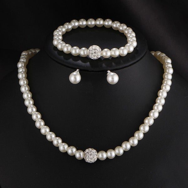 3pcs Jewelry necklace set faux pearl necklace earrings bracelet set Carousel 2