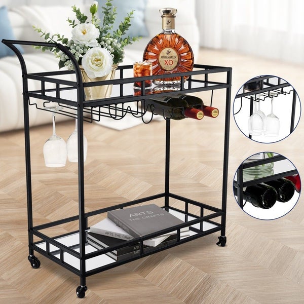 Bar Kitchen Trolley with Mirror Shelves Carousel 1