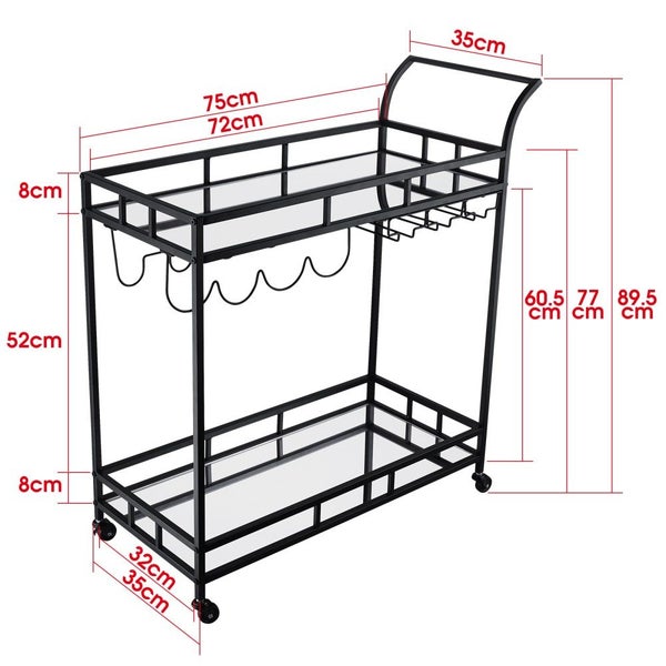 Bar Kitchen Trolley with Mirror Shelves Carousel 11