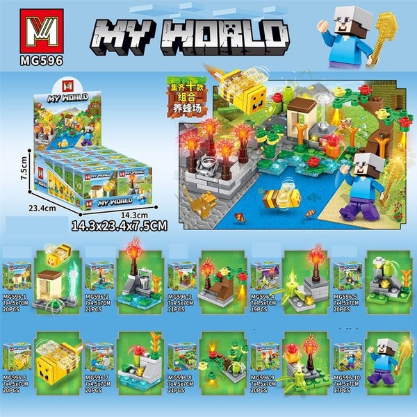 $1R:Lego-like My World Mini Blocks 15 Tree/Village House Blind Boxes Minecraft Carousel 2