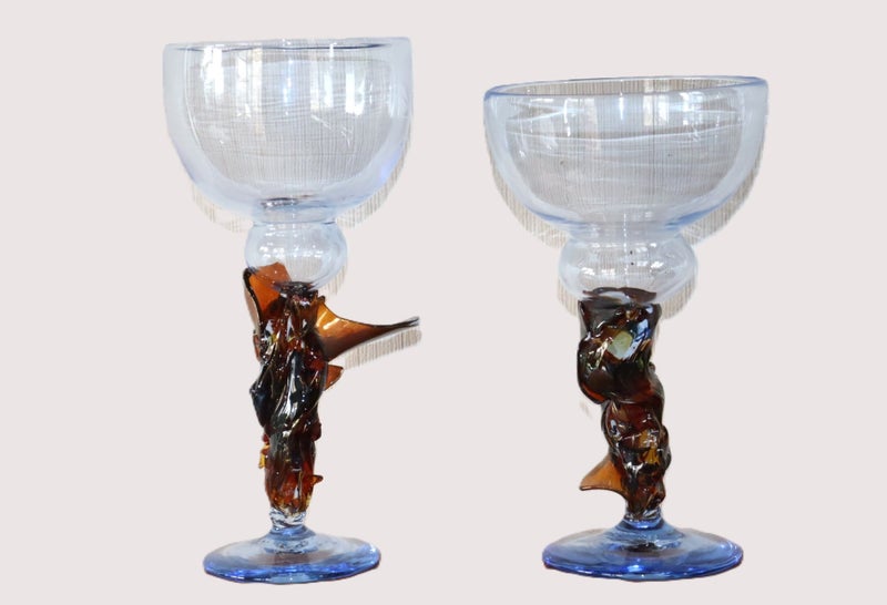 NZ Studio Art Glass Random Strapped Goblets Ruth Allen 199562863873157379111