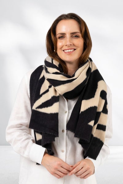 Stella and Gemma Zebra Heart Scarf Black Cream Carousel 1