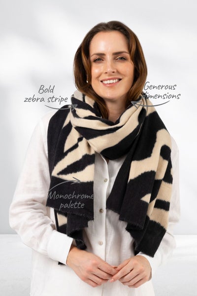 Stella and Gemma Zebra Heart Scarf Black Cream Carousel 2