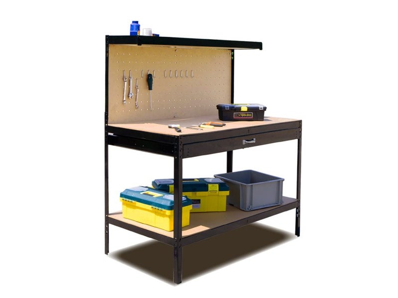 Workbench with Pegboard and Drawer Carousel 1