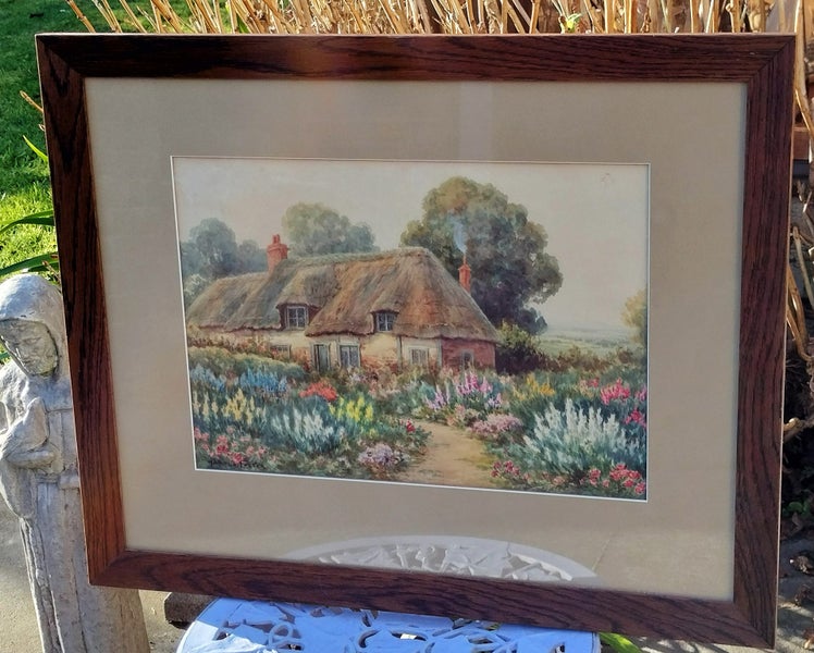 Signed Original Cottage and Flowers Watercolour by Harold Foster62864736952065111