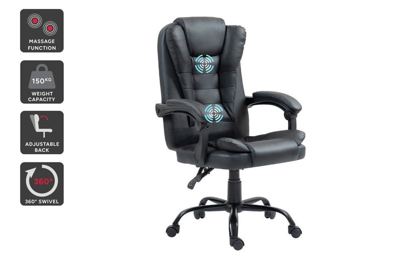 Ergolux Executive Leather Massage Office Chair (Black) Carousel 1