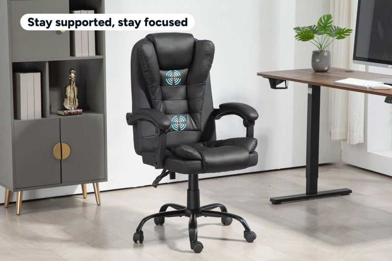 Ergolux Executive Leather Massage Office Chair (Black) Carousel 2