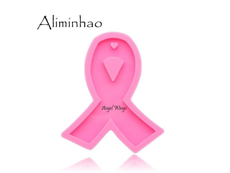 DY0107 Shiny Cancer Bow Keychains Mold Clay DIY Jewelry Making Glitter Epoxy Carousel 1