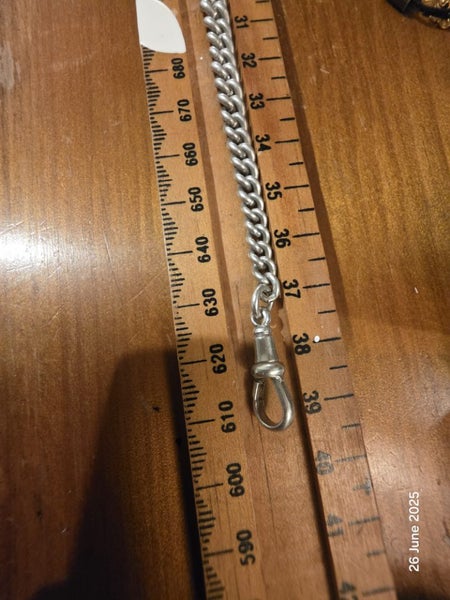 Victorian Sterling Silver Albert Fob Chain 40.83gm Carousel 15