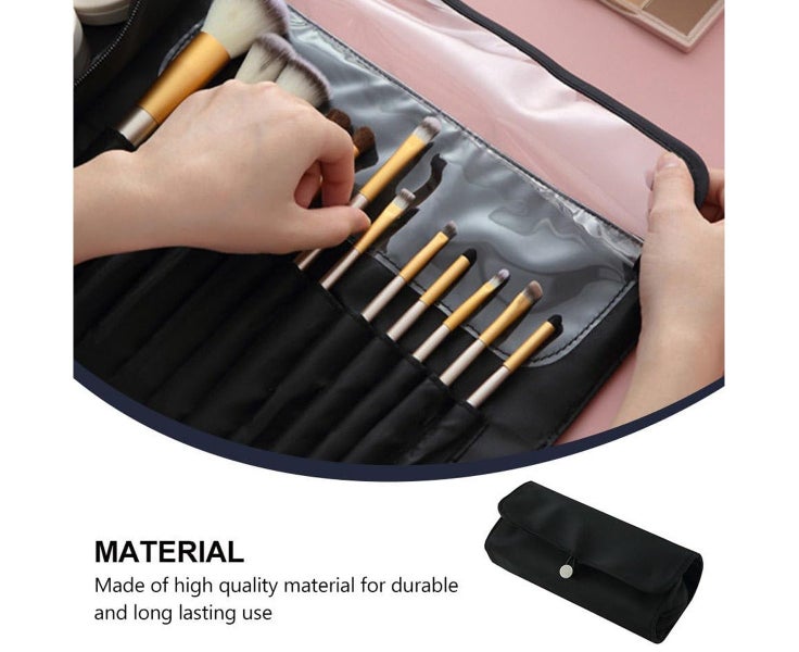 Portable Makeup Brush Holder For Travel Can Hold 15+ Brushes Cosmetic Bag Mak Carousel 2