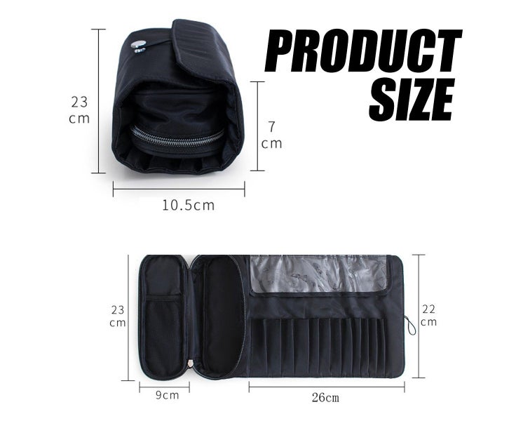 Portable Makeup Brush Holder For Travel Can Hold 15+ Brushes Cosmetic Bag Mak Carousel 5