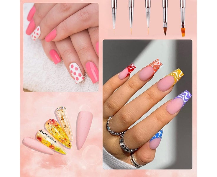 Nail Art Brushes Set, 5pcs Nail Art Design Brushes With Pen Cap Nail Ombre Br Carousel 5