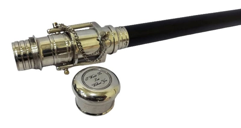 Walking Wood CaneBrass Telescope Walking Stick Hidden Spy Telescope Handle Rusti Carousel 1