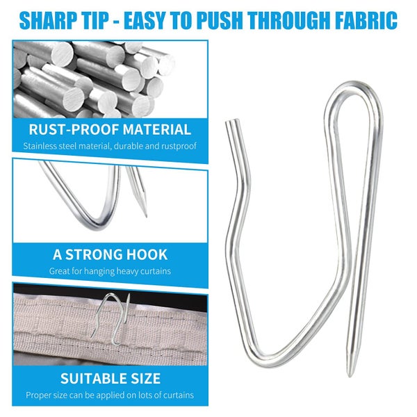 58pcs Metal Curtain Hooks Sopito 1.2 Inch Drapery Pin and Hook for Pleated Drape Carousel 3