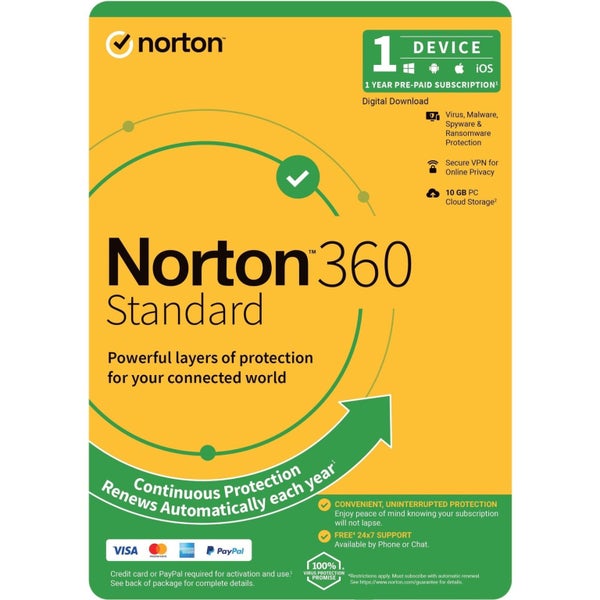 LifeLock Norton 360 Standard - Subscription License and Media - 1 Device, 10 GB, Carousel 1