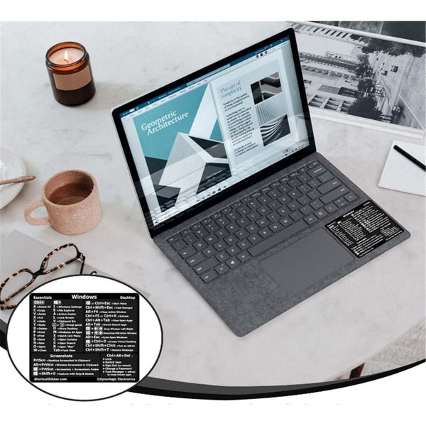 Windows PC/Laptop Reference Keyboard Shortcut Sticker - Black, No-Residue Carousel 3