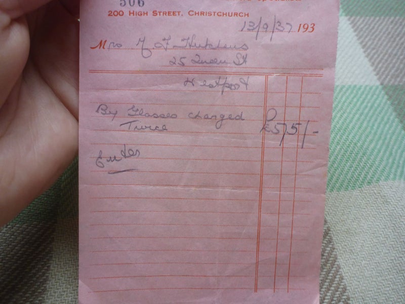 Awesome Old NZ Receipt Document 1937 Procter Opticians Christchurch New Zealand Carousel 3