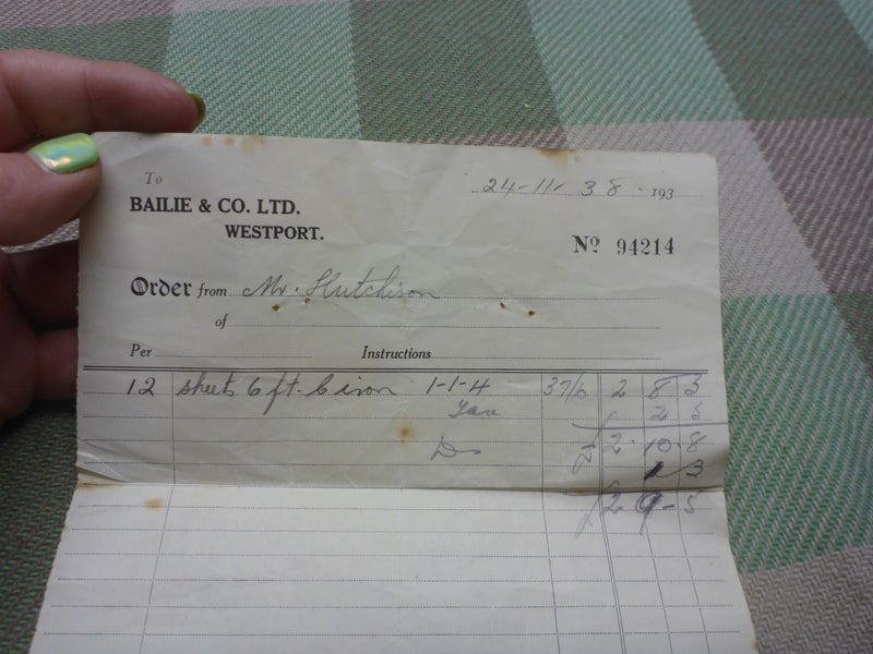 Awesome Old NZ Receipt Document 1938 Bailie & Co Westport New Zealand Carousel 2