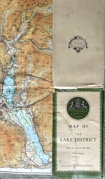 Vintage c. 1925 Ordnance Map of ‘The Lake District UK’ Carousel 2
