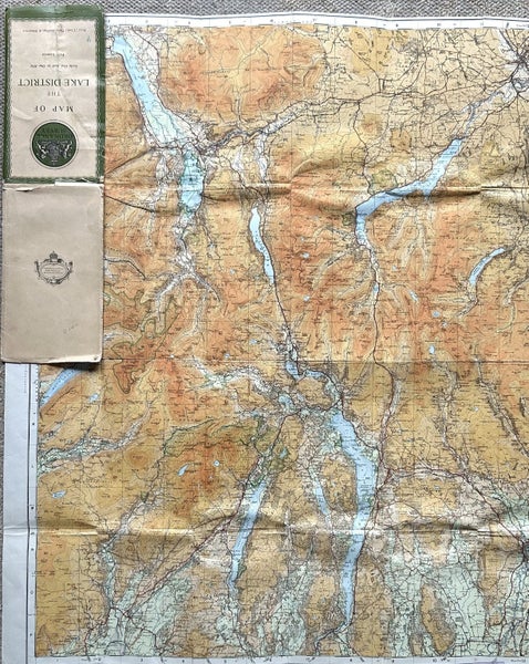 Vintage c. 1925 Ordnance Map of ‘The Lake District UK’ Carousel 1