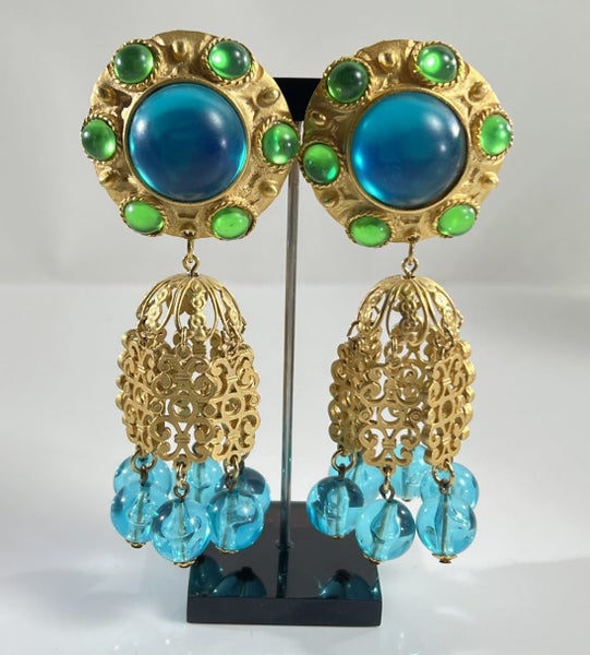 Huge 1980s Vintage Designer Signed 'CRAFT' (USA) Statement Earrings Carousel 1