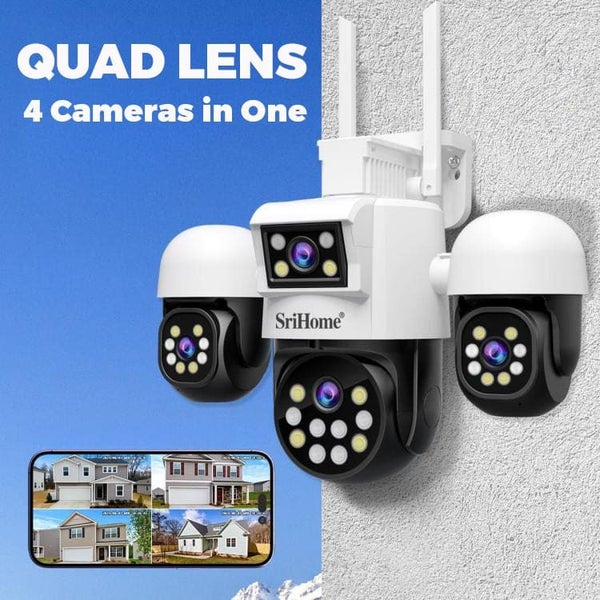 SriHome SH069 4-In-1 Quad Lens Wi-Fi Smart Security Camera, 3 x Pan/Tilt and ... Carousel 1