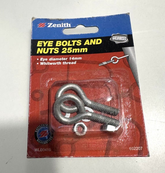 Zenith 2 Pack Eye bolts & Nuts 25x14mm - $1 Reserve (PU21 Cubby) Carousel 1