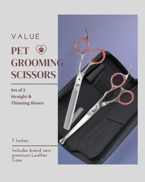 Set of Dog Grooming Scissors (Straight & Thinning)- 7 inches Carousel 2