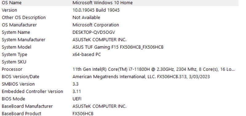ASUS TUFF F15 gaming computer62863867302273114