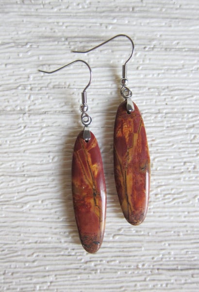 SALE - Natural Jasper Stone Earrings (1 pair) Carousel 2