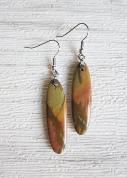 SALE - Natural Jasper Stone Earrings (1 pair) Carousel 4