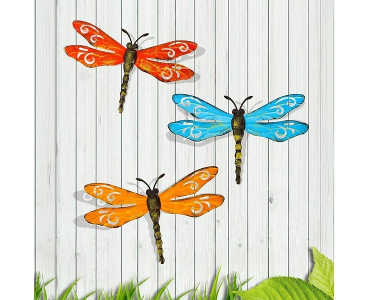 Metal Dragonfly Wall Decor Outdoor Garden Fence Art,Hanging Decoration Carousel 1