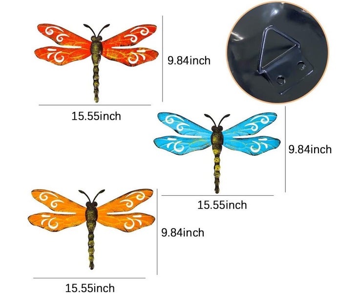 Metal Dragonfly Wall Decor Outdoor Garden Fence Art,Hanging Decoration Carousel 2