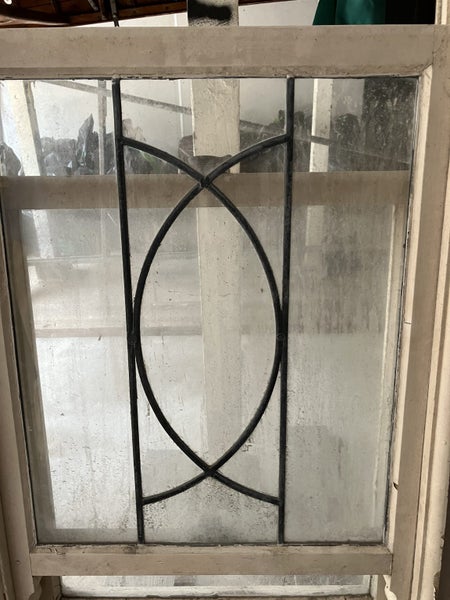 Two vintage double-hung windows with leadlight detail62863865970819112