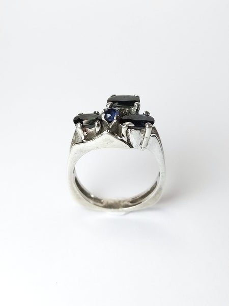Vintage Sapphire Modernist Sterling Silver Ring - $1 Reserve Charity Auction Carousel 2