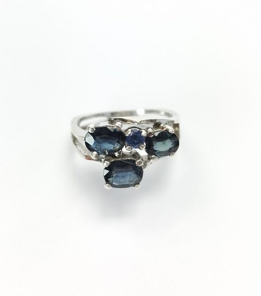 Vintage Sapphire Modernist Sterling Silver Ring - $1 Reserve Charity Auction Carousel 1
