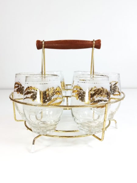 Vintage Six Glass Drinks Caddy with Handle - $1 Reserve Charity Auction628647414205461119