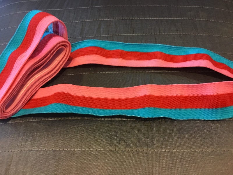 Pink, red & blue elastic - 1m85cm length x 30mm wide Carousel 1